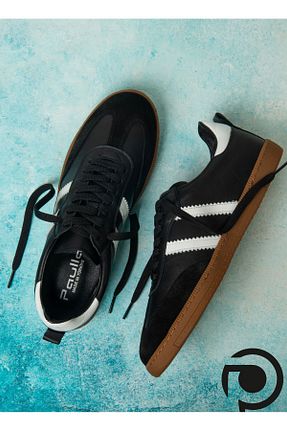 کفش اسنیکر مشکی مردانه چرم اصل paulla shoes - کد 901445554