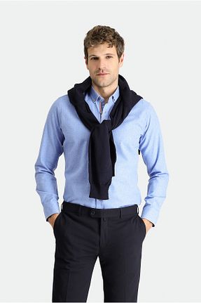 پیراهن آبی مردانه اسلیم فیت Kiğılı - کد 802583405