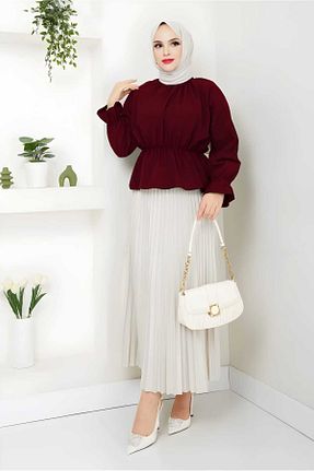 پیراهن حجاب زرشکی زنانه رگولار CNG MODA - کد 901427737