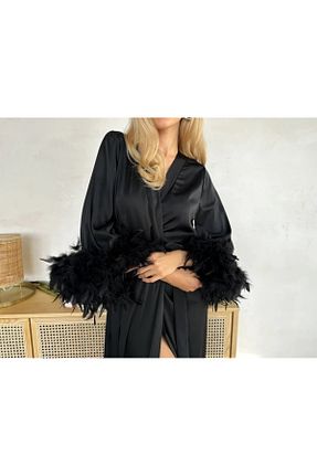 ربدوشام مشکی زنانه ساتن La Donna - کد 815621164