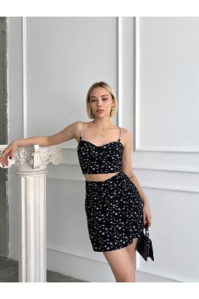 ست بالاتنه و پائین تنه مشکی زنانه بافت Jeevee - کد 729164548