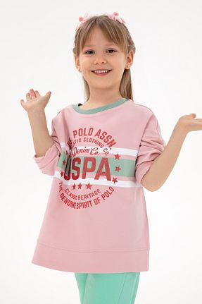 سوئیشرت صورتی بچه گانه ساده U.S. Polo Assn. - کد 891736915