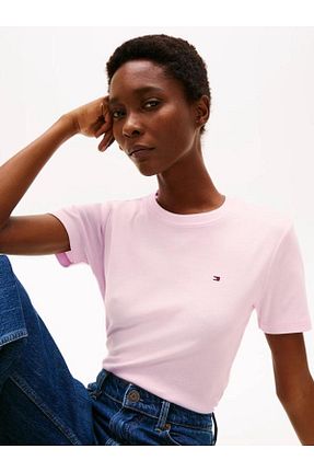 تیشرت صورتی زنانه اسلیم فیت Tommy Hilfiger - کد 868319541