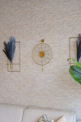 ساعت دیواری طلائی 37 x 55 MetaQuartz Aksesuar - کد 698024350