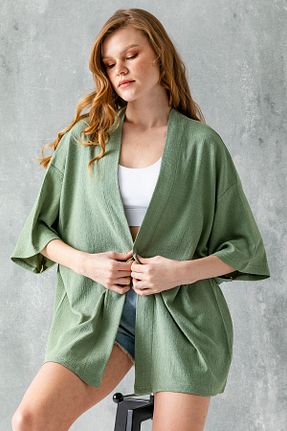 کیمونو و کافتان خاکی زنانه پلی استر GİYSA - کد 895145523