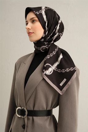 روسری مشکی کرپ ساتن ابریشم Armine - کد 900771479