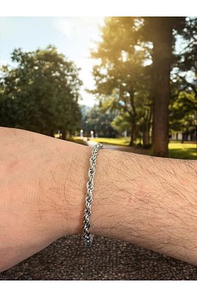 دستبند استیل (فولاد) طوسی مردانه استیل (فولاد) Miyoste - کد 901557729