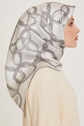 روسری قهوه ای کرپ ساتن ابریشم Armine - کد 885147252