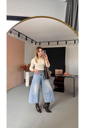 شلوار جین آبی زنانه رگولار Sezgi Tekin - کد 901552250