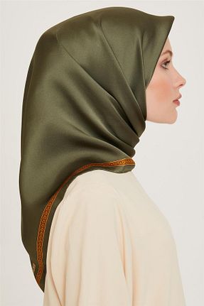 روسری خاکی کرپ ساتن ابریشم Armine - کد 865321350