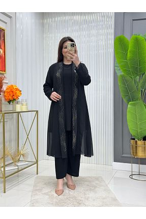 ست بالاتنه و پائین تنه سایز بزرگ مشکی زنانه کش دار GK - کد 902489934