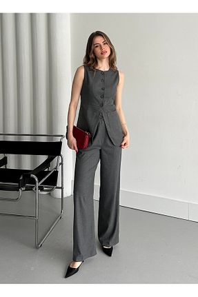 ست بالاتنه و پائین تنه طوسی زنانه بافتنی Laluvia - کد 901578882