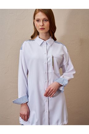 تونیک حجاب سفید زنانه ویسکون Kayra - کد 901603147