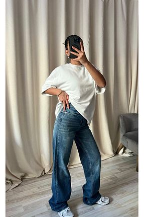 شلوار جین آبی زنانه پاچه گشاد MODA - کد 901537113