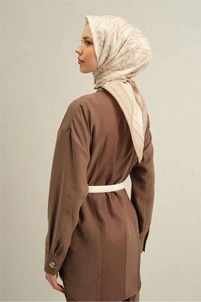 روسری طوسی کرپ ساتن ابریشم Armine - کد 901546229