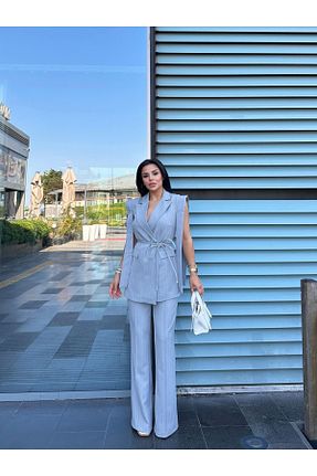 ست بالاتنه و پائین تنه طوسی زنانه بافتنی Ekim Store - کد 901608179