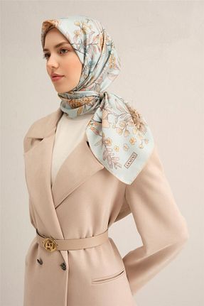 روسری آبی کرپ ساتن ابریشم Armine - کد 900823034