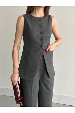 ست بالاتنه و پائین تنه طوسی زنانه بافتنی Laluvia - کد 901578882
