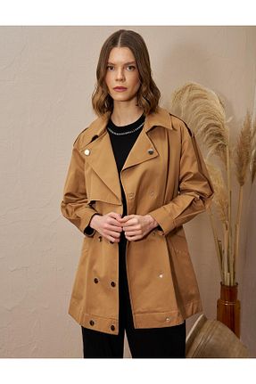 ترنچکت حجاب قهوه ای زنانه Kayra - کد 903237668