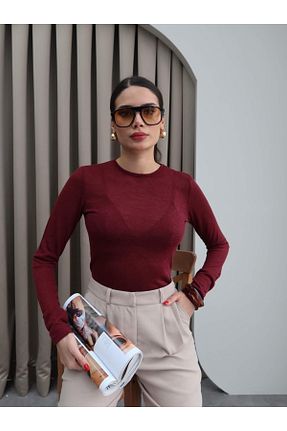 بلوز زرشکی زنانه ساده ESRAHELVACI - کد 901575926