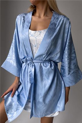 ربدوشام آبی زنانه ساتن COCCOLARSI - کد 901564888