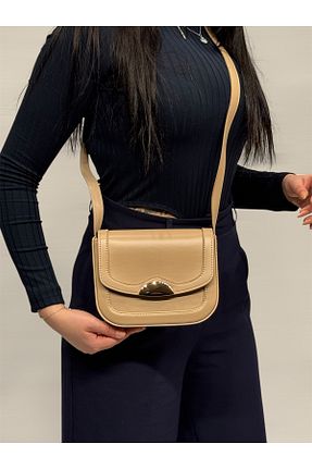 کیف دوشی بژ زنانه چرم مصنوعی MONA - کد 901595471