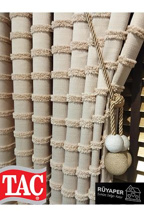 پرده زمینه قهوه ای کتان Taç - کد 901611492