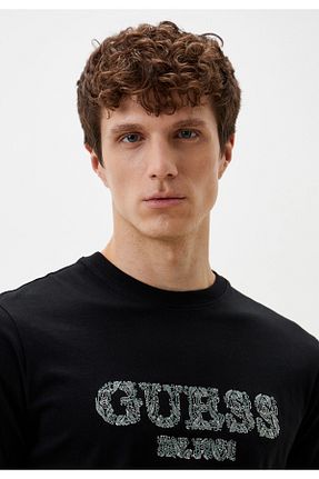 تیشرت مشکی مردانه یقه دوچرخه Guess - کد 901624087