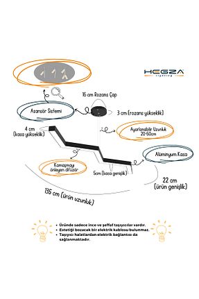 لوستر مشکی آلومینیوم Hegza Lighting - کد 36696861