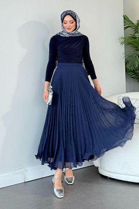 دامن حجاب سرمه ای رگولار HAZA MODA - کد 901679215