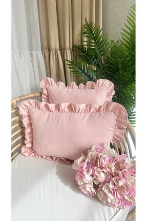 کوسن و روکش کوسن صورتی مخمل Decamor home - کد 901679713