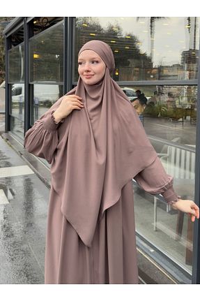 ست بالاتنه و پائین تنه حجاب قهوه ای زنانه گشاد Sufle - کد 901707321