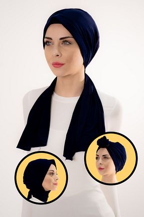 شال سرمه ای زنانه پلی استر Şalcenneti.com - کد 898425357