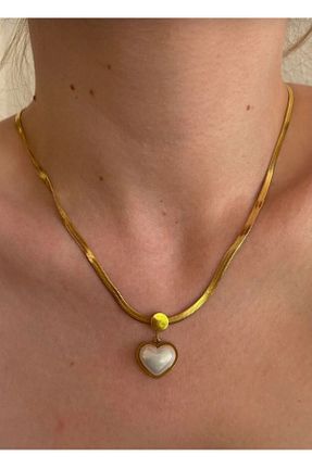 گردنبند استیل ( فولاد ) زرد زنانه استیل ضد زنگ Butik - کد 901732971