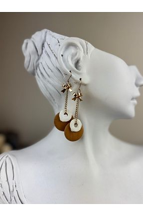 گوشواره جواهر قهوه ای سنگ طبیعی SEDEF TAKI - کد 901740736