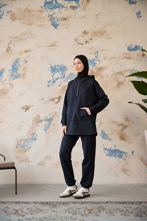 سوئیشرت سرمه ای زنانه ساده Laina - کد 901748548
