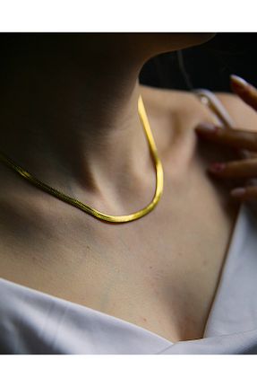 گردنبند استیل ( فولاد ) زرد زنانه استیل ضد زنگ MARCİELO Accessories - کد 901747052