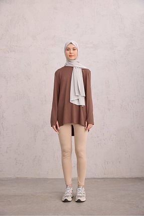 تونیک حجاب قهوه ای زنانه پنبه ای Laina - کد 902912897