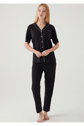 ست لباس راحتی مشکی زنانه ساده Pierre Cardin - کد 901751548