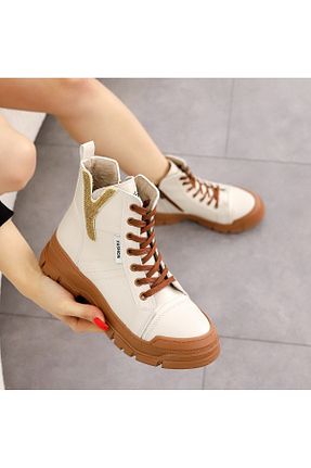 بوت / نیم بوت قهوه ای زنانه چرم مصنوعی Cananın Pabuçları - کد 879217971