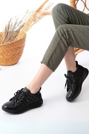 کفش اسنیکر مشکی زنانه چرم اصل Dericalle shoes - کد 901762827