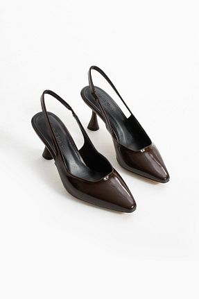 کفش پاشنه بلند کلاسیک قهوه ای زنانه چرم مصنوعی Güllü Shoes - کد 901789205