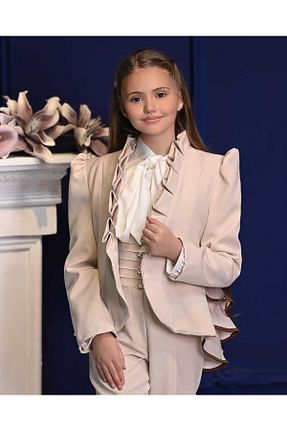کت و شلوار بژ بچه گانه یقه کتی By Feyza Kids Collection - کد 902954311