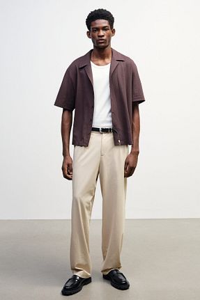 شلوار بژ مردانه پاچه گشاد H&M - کد 901791971