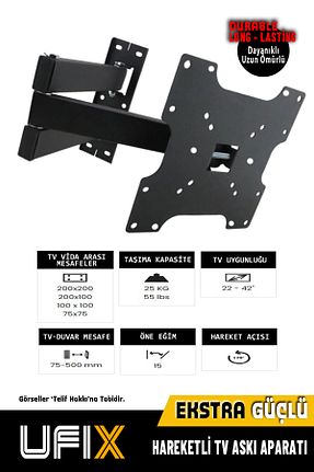 آویز تلویزیون مشکی UFİX - کد 333993128