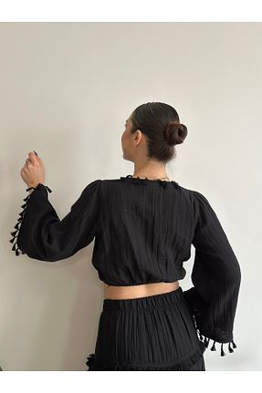 بلوز مشکی زنانه ساده Butik - کد 901799544