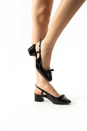 کفش پاشنه بلند کلاسیک مشکی زنانه چرم لاکی Gökçe Shoes - کد 901831944