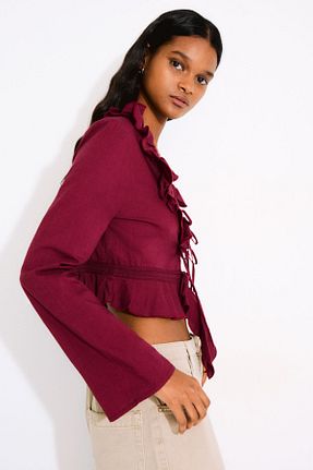 پیراهن زرشکی زنانه Fitted Bershka - کد 902981259
