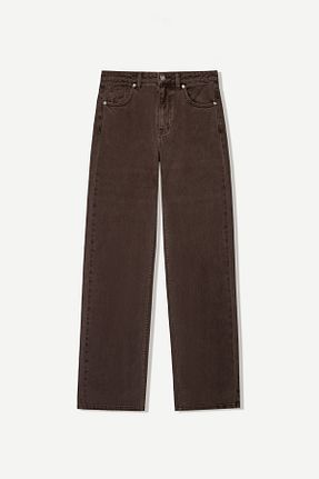 شلوار جین قهوه ای زنانه رگولار Bershka - کد 901816699