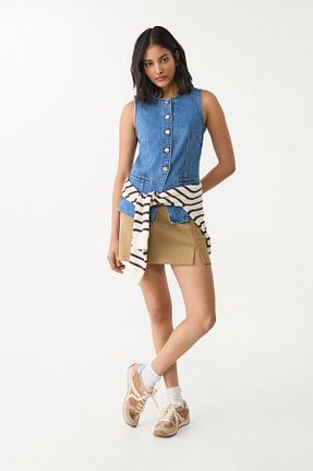بلوز آبی زنانه ساده Stradivarius - کد 901879709